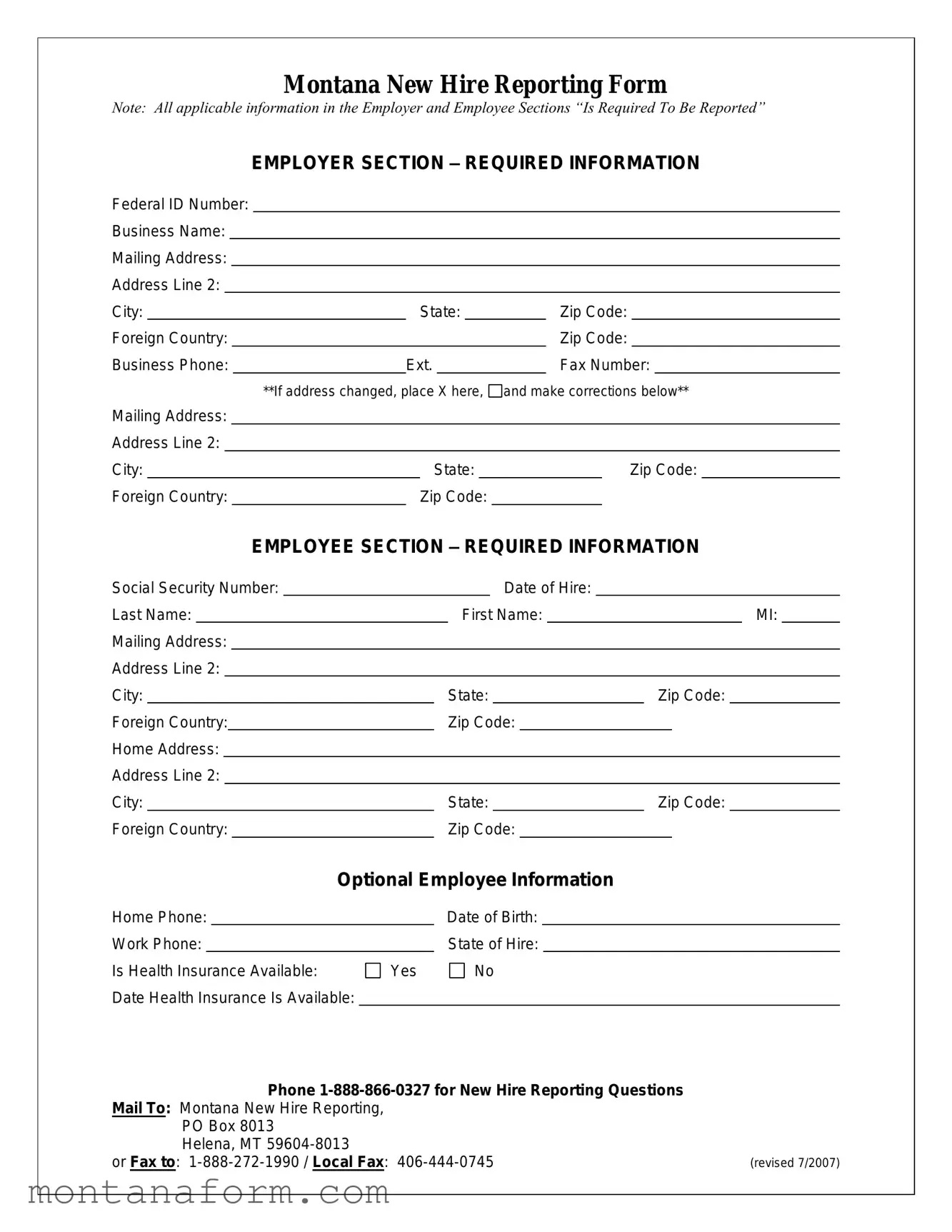 Fill in Your Montana New Hire Form