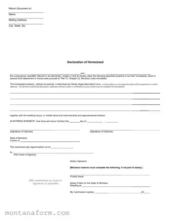 Fill in Your Montana Declaration Homestead Form