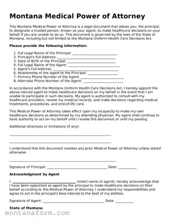 Blank  Medical Power of Attorney Form for Montana
