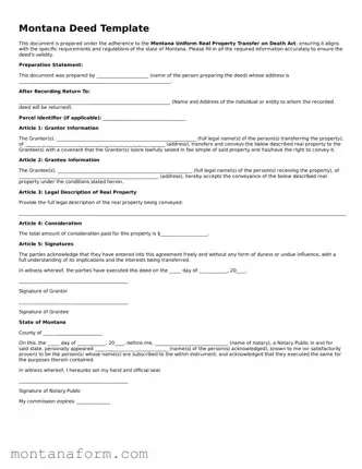 Blank  Deed Form for Montana